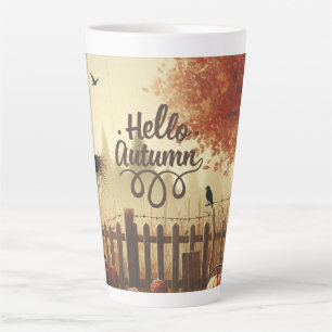 Autumn garden & scarecrow  latte mug