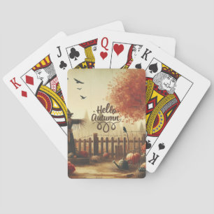 Autumn garden & scarecrow  playing cards