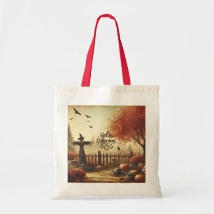Autumn garden & scarecrow tote bag