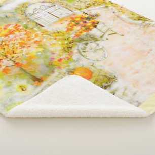 Autumn garden sherpa blanket