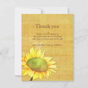 Autumn Garden Sunflower Wedding Thank You Card