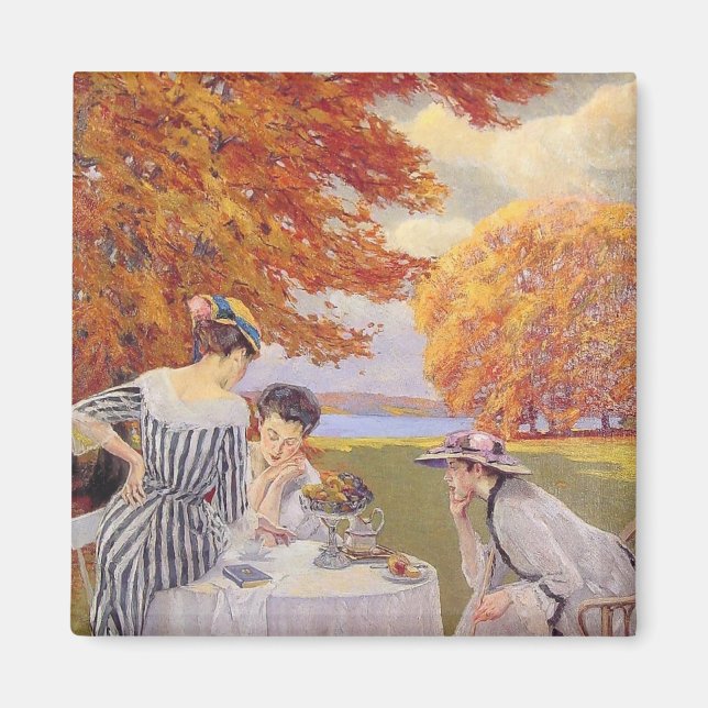 Autumn Garden Tea Party Vintage Art  Magnet (Front)