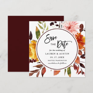 Autumn Garden Watercolor Wedding Square Save The D Date