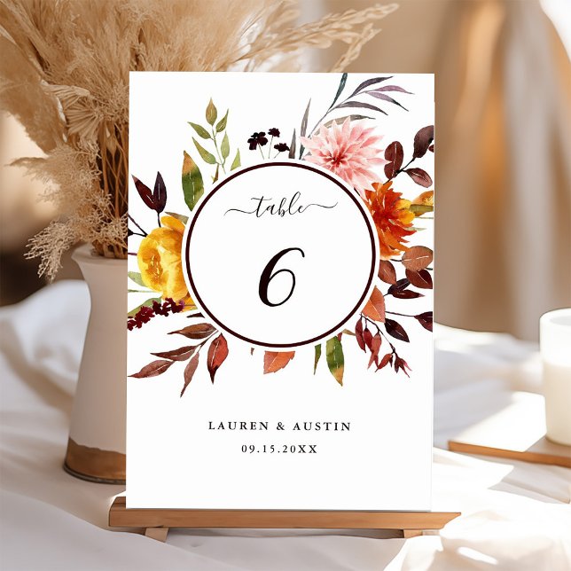 Autumn Garden Watercolor Wedding  Table Number (Creator Uploaded)