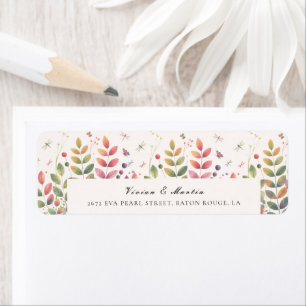 Autumn Garden With Dragonflies Wedding Address Return Address Label