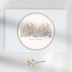 Autumn Garden With Dragonflies Wedding Classic Round Sticker