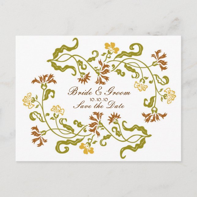 Autumn Garland Save the Date Postcard (Front)