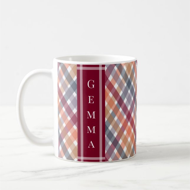 Autumn Gingham Coffee Mug (Left)