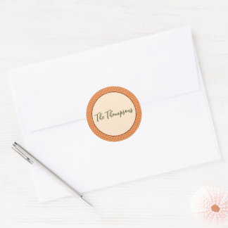Autumn Gingham Thanksgiving Classic Round Sticker