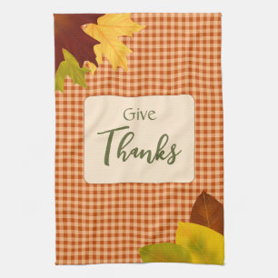 Autumn Gingham Thanksgiving Kitchen Towel
