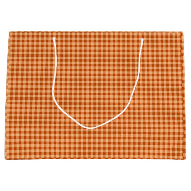 Autumn Gingham Thanksgiving Large Gift Bag (Front)