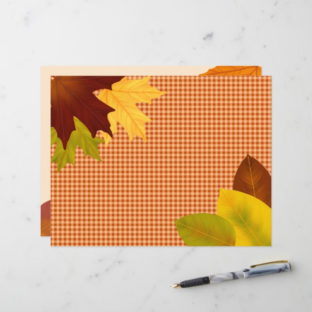 Autumn Gingham Thanksgiving Scrapbook Paper (Front/Back In Situ)