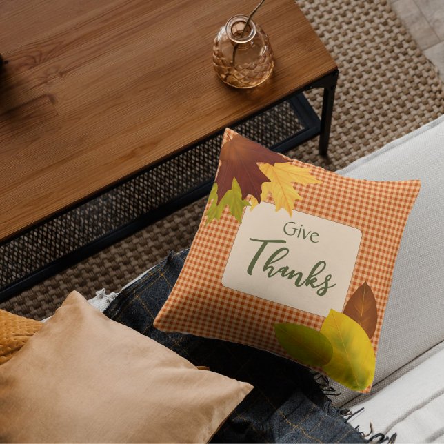 Autumn Gingham Thanksgiving Throw Pillow (Creator Uploaded)