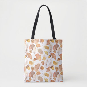 Autumn Ginkgo Leaf & Acorn Botanical Scatter Tote Bag