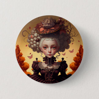 Autumn Girl And Her Fancy Hat 6 Cm Round Badge