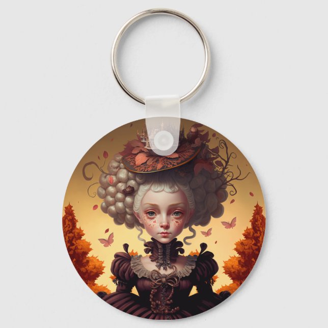 Autumn Girl And Her Fancy Hat Key Ring (Front)