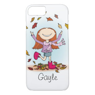 Autumn girl playing with leaves iPhone 8/7 case