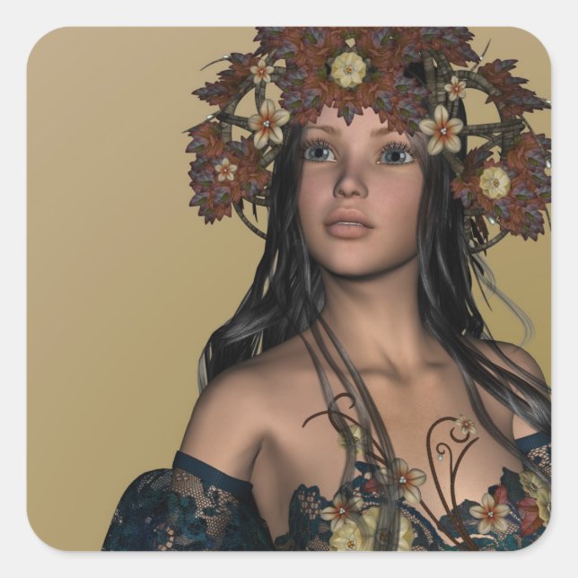Autumn Girl Square Sticker (Front)