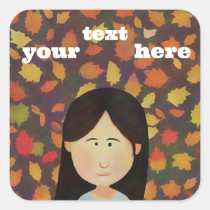 Autumn Girl Square Sticker