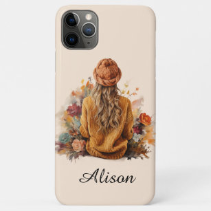 Autumn girl with knitted sweater Case-Mate iPhone case