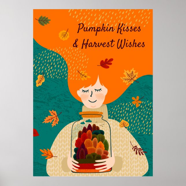 Autumn Girl with Tree in Jar, personalize Poster (Front)