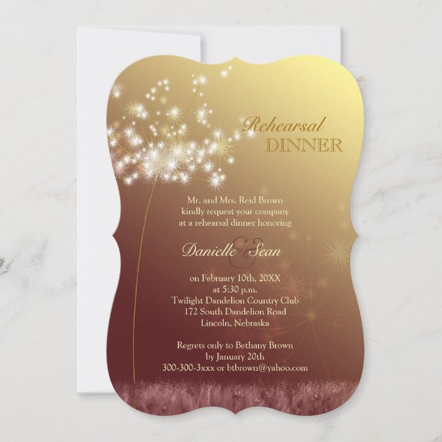 Autumn Glam Wedding Rehearsal Dinner Invitation (Front)