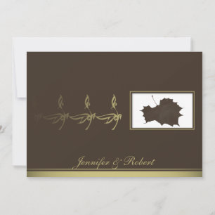 Autumn Glamour in Brown Gold Wedding Invitation