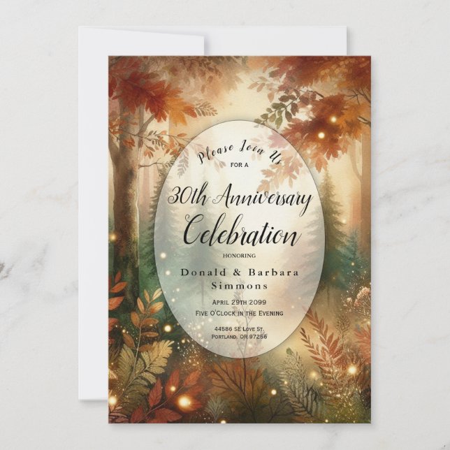 Autumn Glow Enchanted Forest Milestone Anniversary Invitation (Front)