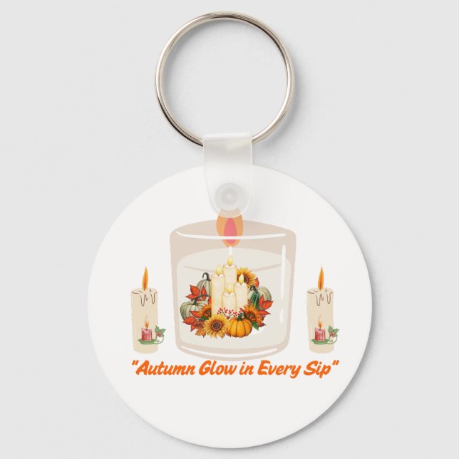 “Autumn Glow in Every Sip – Cosy Fall Coffee Mug” Key Ring (Front)
