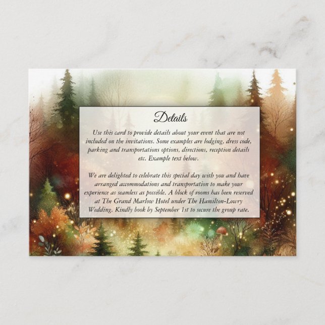 Autumn Glow in the Enchanted Forest Wedding Enclosure Card (Front)