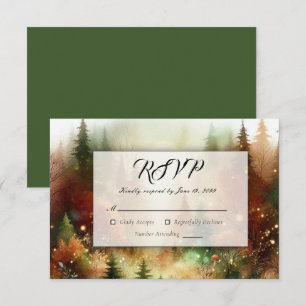 Autumn Glow in the Enchanted Forest Wedding RSVP Card