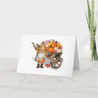 Autumn Gnome and Country Pumpkin Harvest Wagon