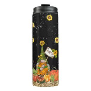 Autumn Gnome Sunflowers & Pumpkins Thermal Tumbler