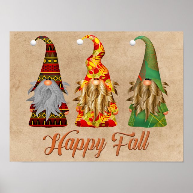 Autumn Gnomes Happy Fall Poster (Front)