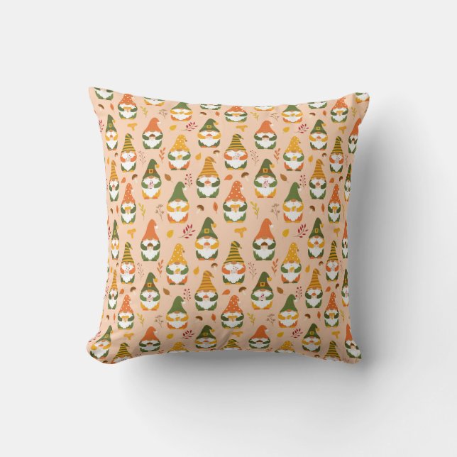 Autumn Gnomes in the Forest Pattern Cushion (Front)