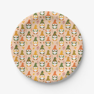 Autumn Gnomes in the Forest Pattern Paper Plate