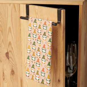 Autumn Gnomes in the Forest Pattern Tea Towel