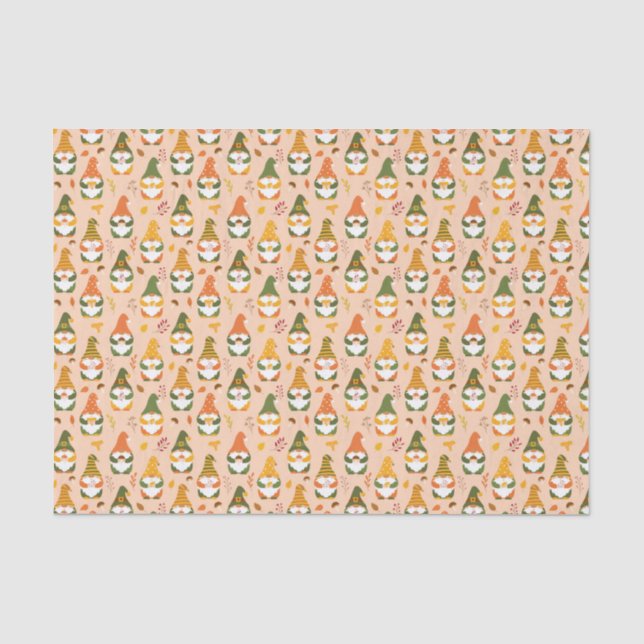 Autumn Gnomes in the Forest Pattern Tissue Paper (Front)