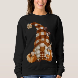 Autumn Gnomie In Buffalo Plaid - Pumpkin Spice Hol Sweatshirt