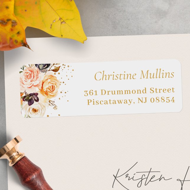 Autumn Gold Botanical Floral  Return Address Label (Creator Uploaded)
