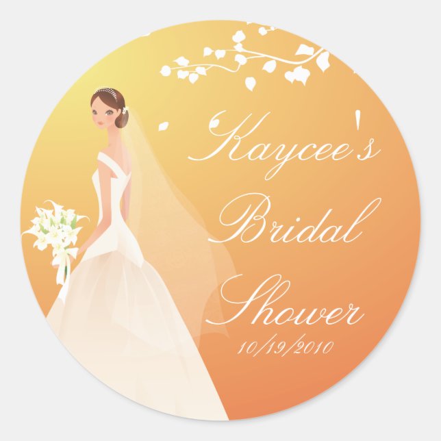 Autumn Gold Bride Bridal Shower Sticker (Front)