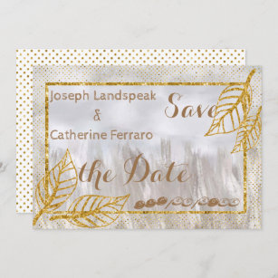 Autumn Gold Chestnut Leaves Save the Date