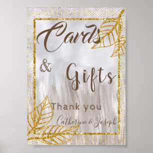 Autumn Gold Chestnut Leaves Wedding Poster