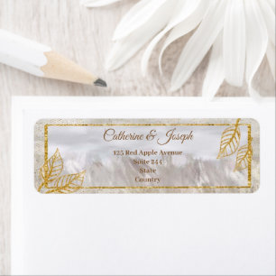 Autumn Gold Chestnut Leaves Wedding Return Address Label