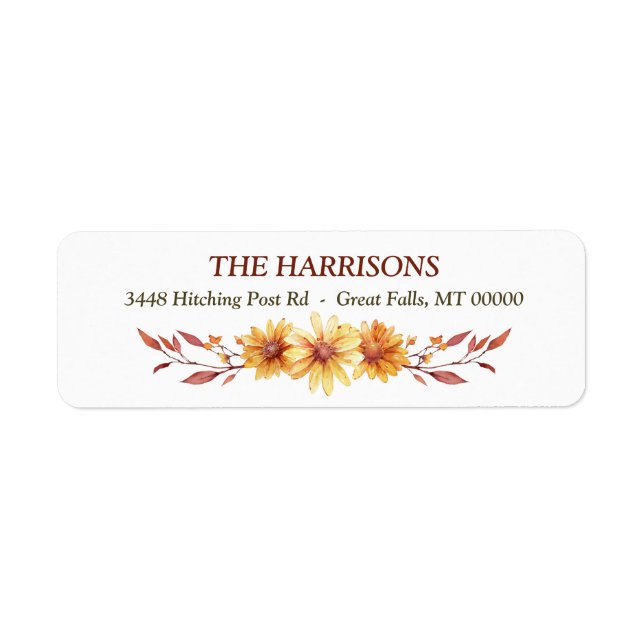 Autumn Gold Daisy Bouquet Return Address Label (Front)