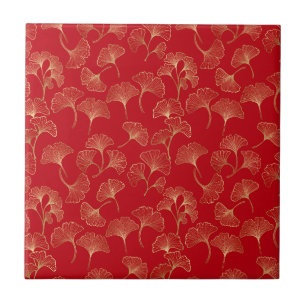 Autumn Gold Ginkgo in Red for Cosy Living Ceramic Tile