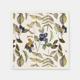 Autumn Gold Leaves & Blue Berries Napkin