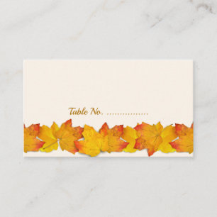 Autumn Gold Leaves Border Escort Place Cards