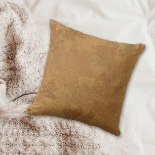 Autumn Gold Leaves Damask Cushion