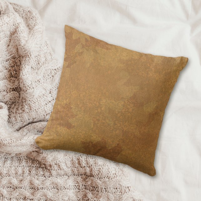Autumn Gold Leaves Damask Cushion (Creator Uploaded)